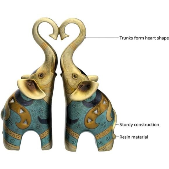 Good Luck Elephant Decor for Home, Large Gold Elephant Statue for Home Decor - Picture 4 of 6